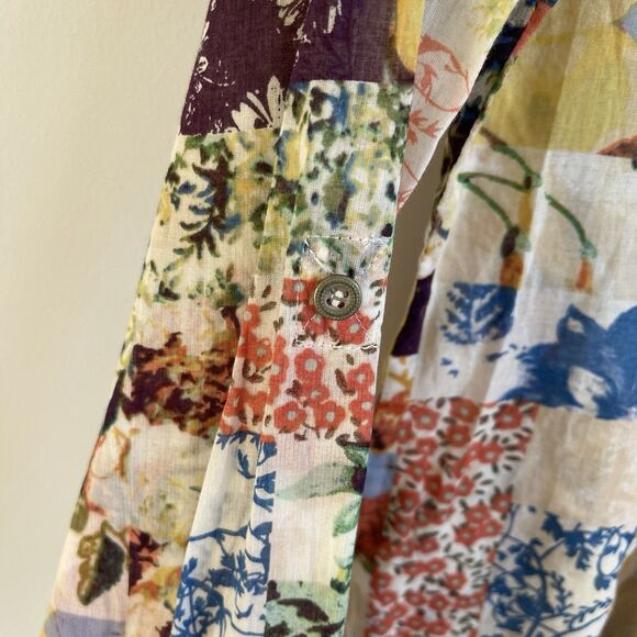 Anthropologie Maeve Abella Blouse Floral Patchwork Crochet Trim Top Size 0 - Picture 8 of 16